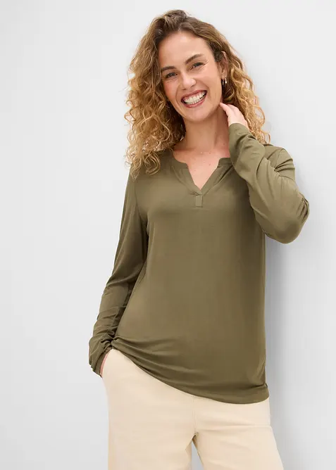 Maglia a maniche lunghe in misto viscosa morbido, bonprix