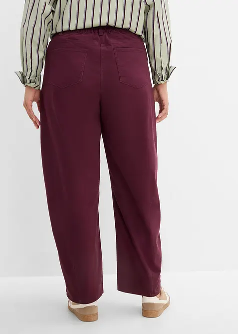 Pantaloni barrel a vita alta in twill di misto cotone, bonprix