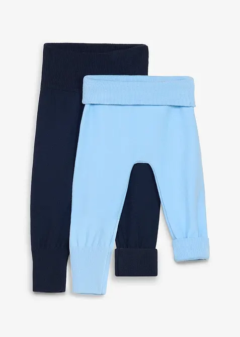 Pantaloni allungabili in morbida maglia di misto cotone (pacco da 2), bonprix