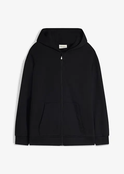 Felpa con zip e cappuccio in morbido misto cotone, bonprix