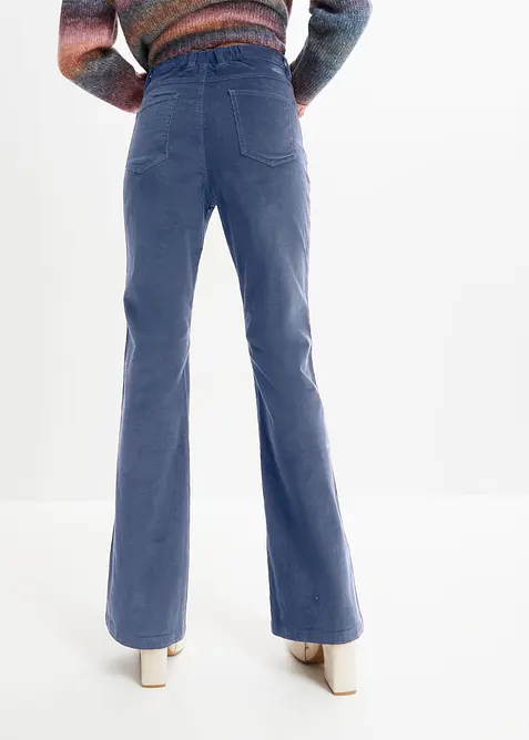 Pantaloni a zampa in velluto di cotone elasticizzato, bonprix