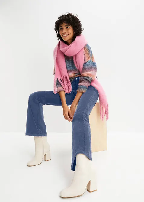 Pantaloni a zampa in velluto di cotone elasticizzato, bonprix