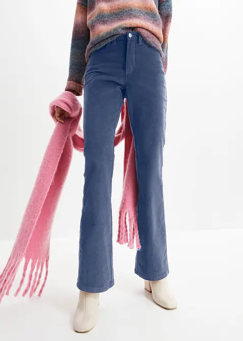 Pantaloni a zampa in velluto di cotone elasticizzato, bonprix