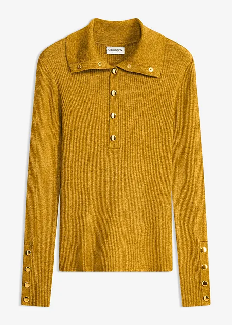 Maglione a polo con percentuale di viscosa, bonprix