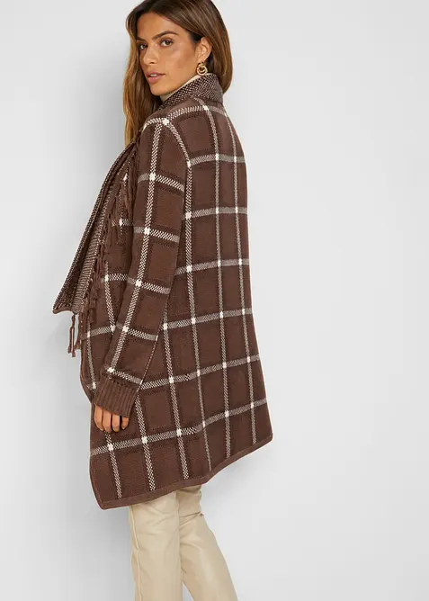 Cardigan di maglia lungo con frange, bonprix