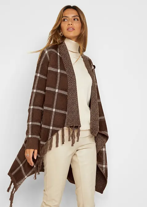 Cardigan di maglia lungo con frange, bonprix