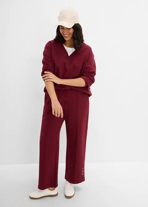 Pantaloni in felpa di misto cotone biologico elasticizzato, bonprix