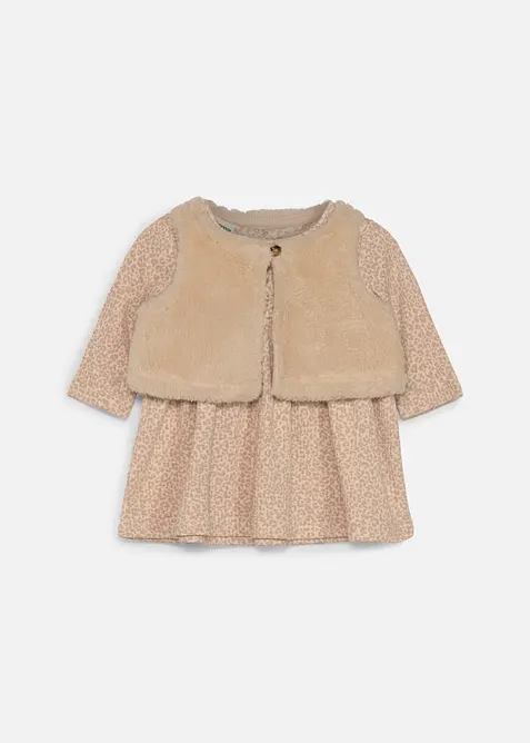 Abito e gilet teddy (set 2 pezzi), bonprix