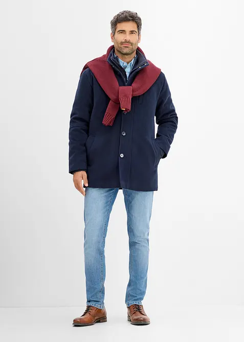 Giaccone invernale in simil lana con paravento, bonprix
