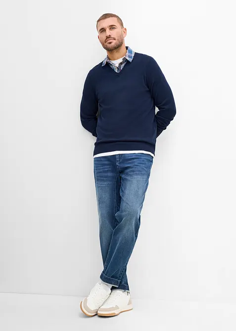 Maglione 2 in 1 con colletto a camicia, bonprix