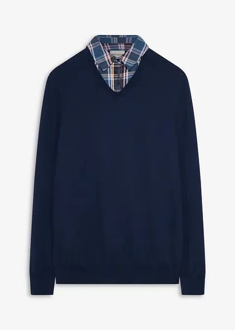 Maglione 2 in 1 con colletto a camicia, bonprix