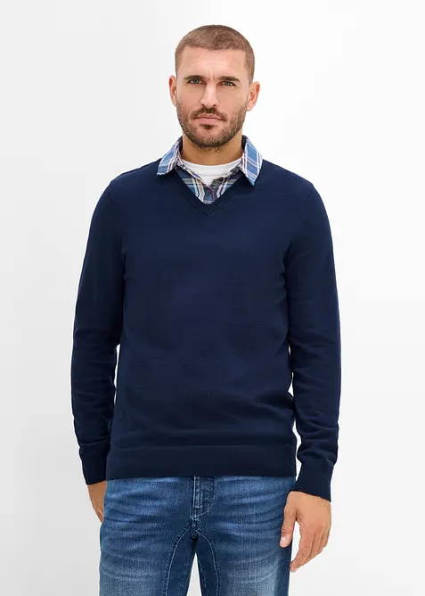 Maglione 2 in 1 con colletto a camicia, bonprix