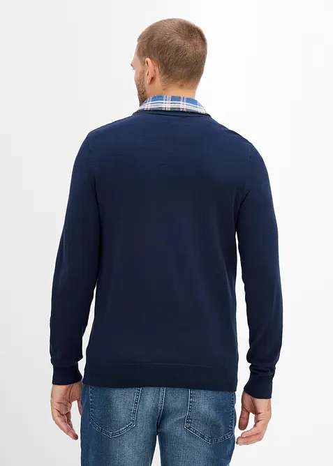 Maglione 2 in 1 con colletto a camicia, bonprix
