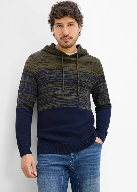 Maglione in filato fine con cappuccio, regular fit, bonprix