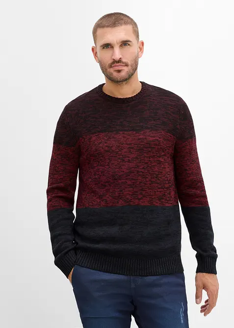 Maglione con taglio comfort in filato fine di misto cotone morbido, bonprix