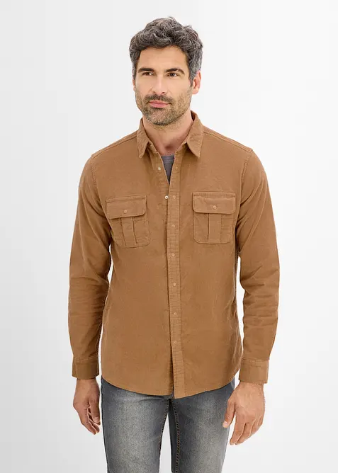Camicia di velluto a coste elasticizzato con cotone, bonprix