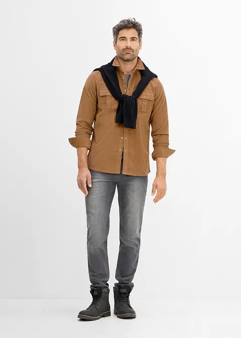 Camicia di velluto a coste elasticizzato con cotone, bonprix