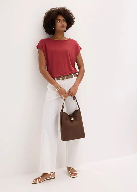 Pantaloni in tessuto misto lino e cotone, bonprix