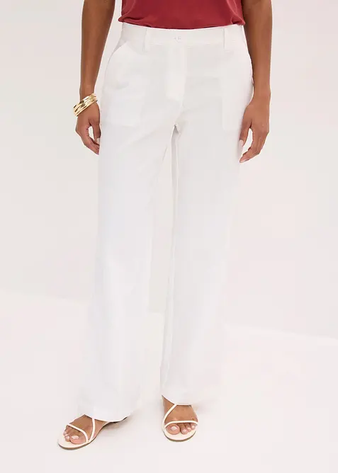 Pantaloni in tessuto misto lino e cotone, bonprix