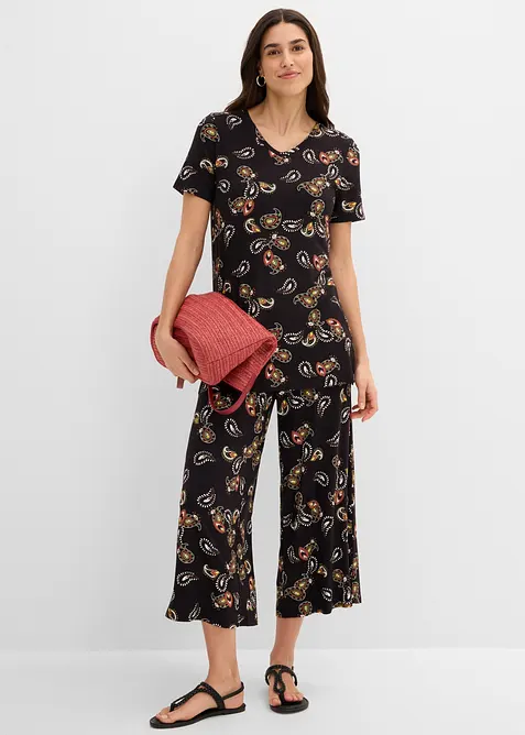 Maglia e pantaloni culotte in misto viscosa fluido (set 2 pezzi), bonprix