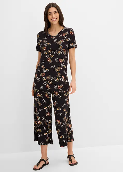 Maglia e pantaloni culotte in misto viscosa fluido (set 2 pezzi), bonprix
