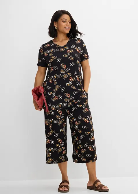 Maglia e pantaloni culotte in misto viscosa fluido (set 2 pezzi), bonprix