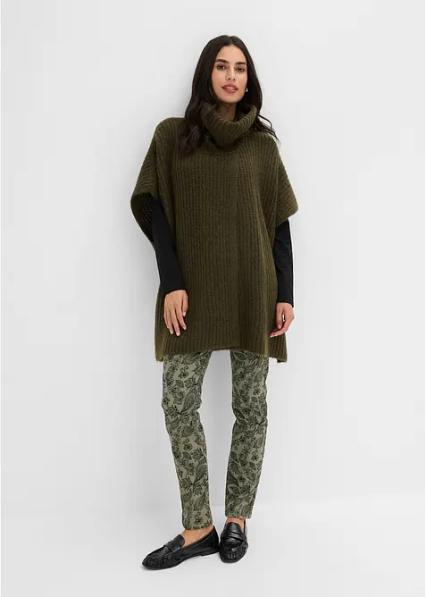Maglione stile poncho in misto lana morbido, bonprix