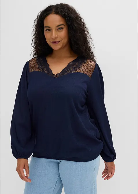 Maglia a maniche lunghe con pizzo, bonprix