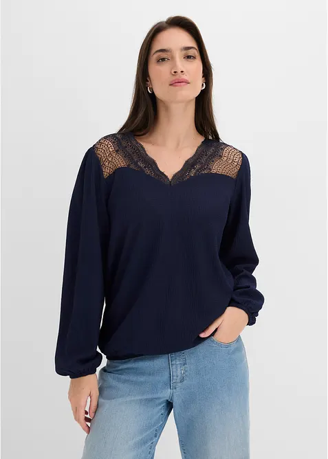 Maglia a maniche lunghe con pizzo, bonprix