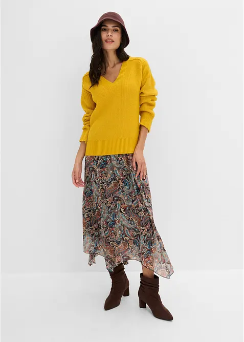 Maglione oversize con scollo a V, bonprix