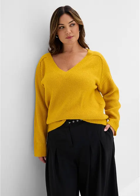 Maglione oversize con scollo a V, bonprix