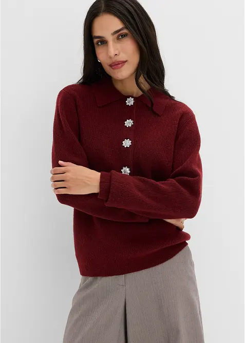 Maglione polo con percentuale di lana, bonprix