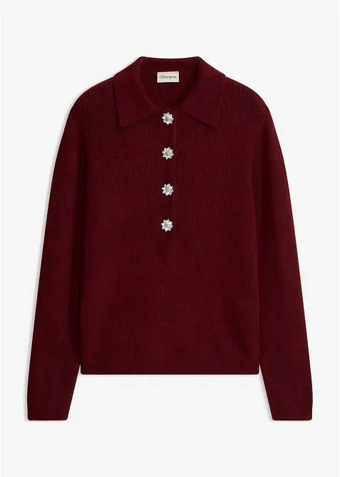 Maglione polo con percentuale di lana, bonprix