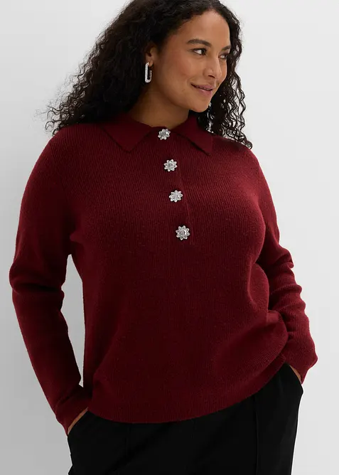 Maglione polo con percentuale di lana, bonprix