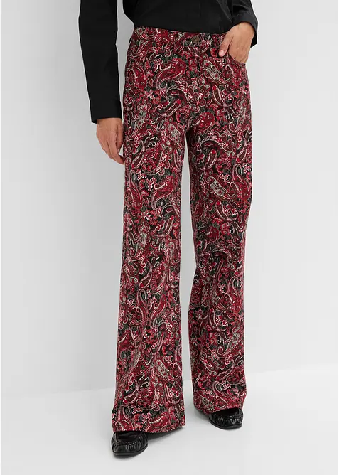 Pantaloni wide leg elasticizzati in misto cotone, bonprix