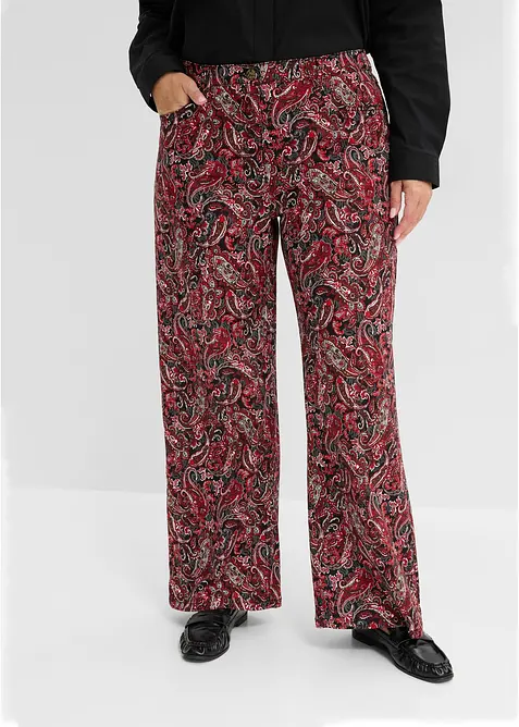 Pantaloni wide leg elasticizzati in misto cotone, bonprix