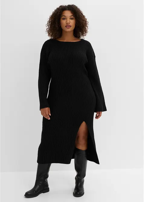 Abito in maglia con spacco, bonprix
