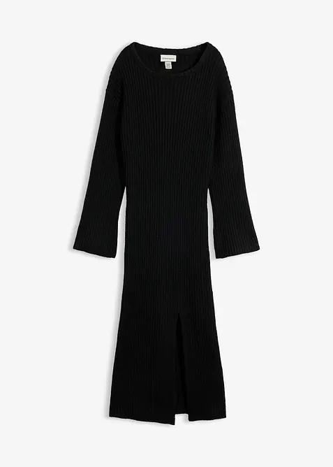 Abito in maglia con spacco, bonprix