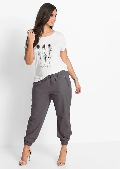 Pantaloni cropped in misto lino leggero, bonprix