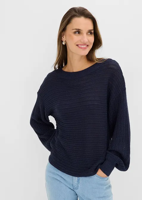 Maglione traforato oversize, bonprix