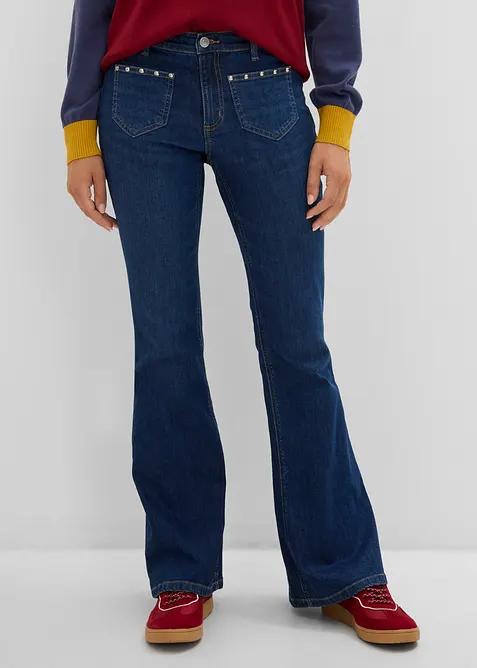 Jeans bootcut, vita media, bonprix