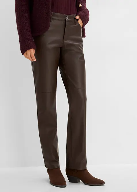 Pantaloni in similpelle con vita comoda, bonprix