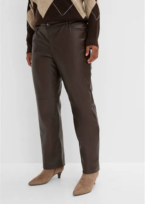 Pantaloni in similpelle con vita comoda, bonprix