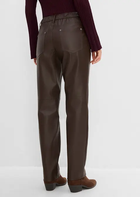 Pantaloni in similpelle con vita comoda, bonprix