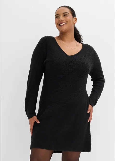 Abito in maglia con scollatura a V, bonprix