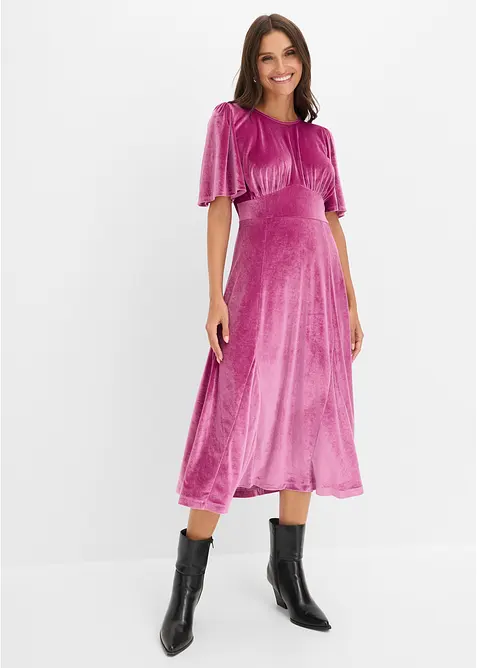 Abito midi in velluto morbido, bonprix