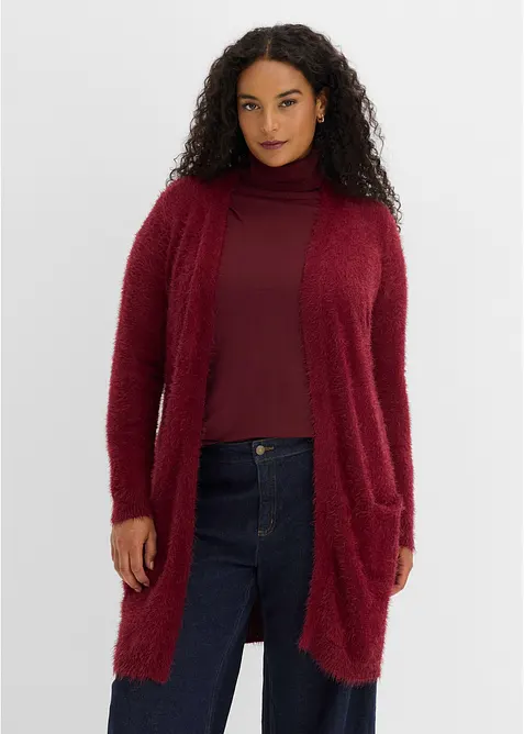 Cardigan lungo in filato peloso, bonprix