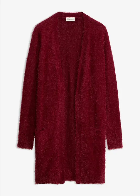 Cardigan lungo in filato peloso, bonprix