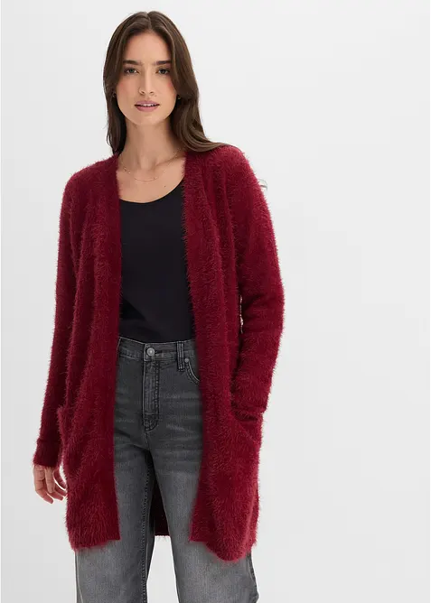 Cardigan lungo in filato peloso, bonprix