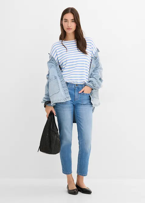 Jeans cropped slim fit, vita alta, bonprix